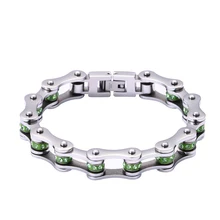Punk Hot sale Chain Bracelets for Women Men Stainless Steel Bike Link Rhinestones Wrist Chain Moto Steel Bracelet