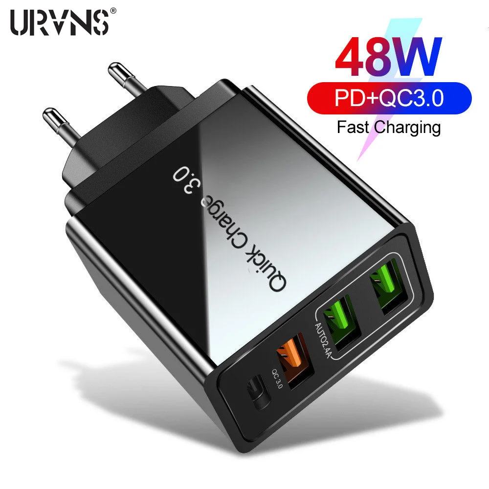 URVNS 18 Вт 30 48 USB Quick Charge 3 0 PD Type C зарядное устройство для Samsung iPhone QC быстрое настенное
