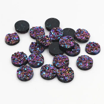 

New Fashion 40pcs 8mm 10mm 12mm Aurora Colors Natural ore Style Flat back Resin Cabochons For Bracelet Earrings accessories