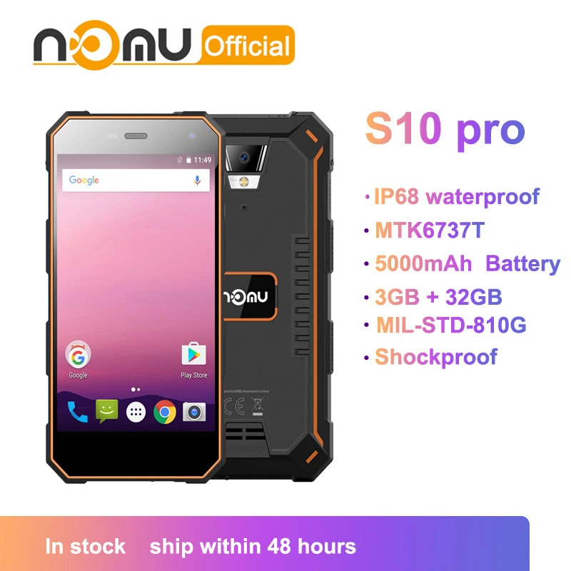 Nomu S10 Pro IP68 водонепроницаемый смартфон MTK6737T четырехъядерный Android 7 0 5000 мАч Быстрая
