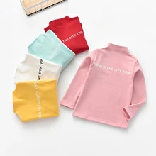 Winter New Baby Girls Letters Print T-shirt Bottoming T Shirt Cotton Children Long-sleeve T-shirt Kids Clothes