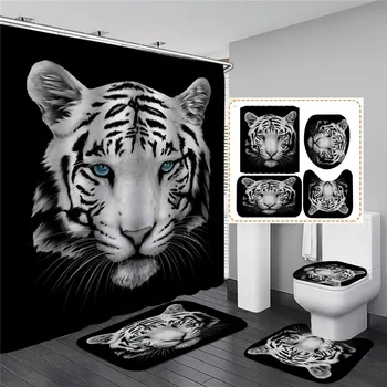 

3D Print Animal Shower Curtains Bath Screens Waterproof Curtains for Bathroom Decor Customized Lion Tiger Beast