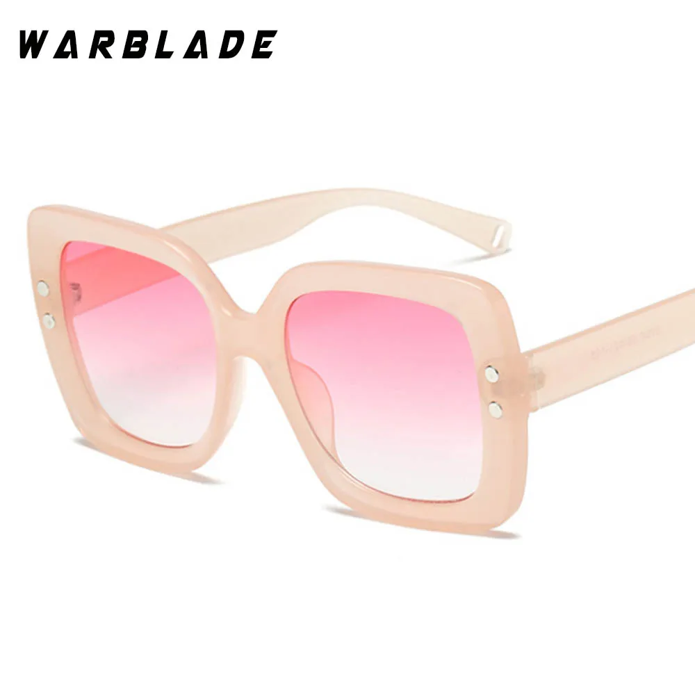 pink pink WarBLade новые классические маленькие квадратные солнцезащитные очки для женщин роскошный бренд дизайнерская оправа прозрачные градиентные солнцезащитные очки UV400 - Цвет линз: pink pink