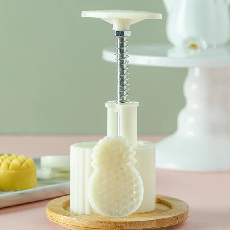 Plastic Mooncake Mold 50g Cookie Cutter with Pineapple Lotus Stamp Hand Press Chocolate Moon Cake Mould DIY Bakeware Mid-autumn