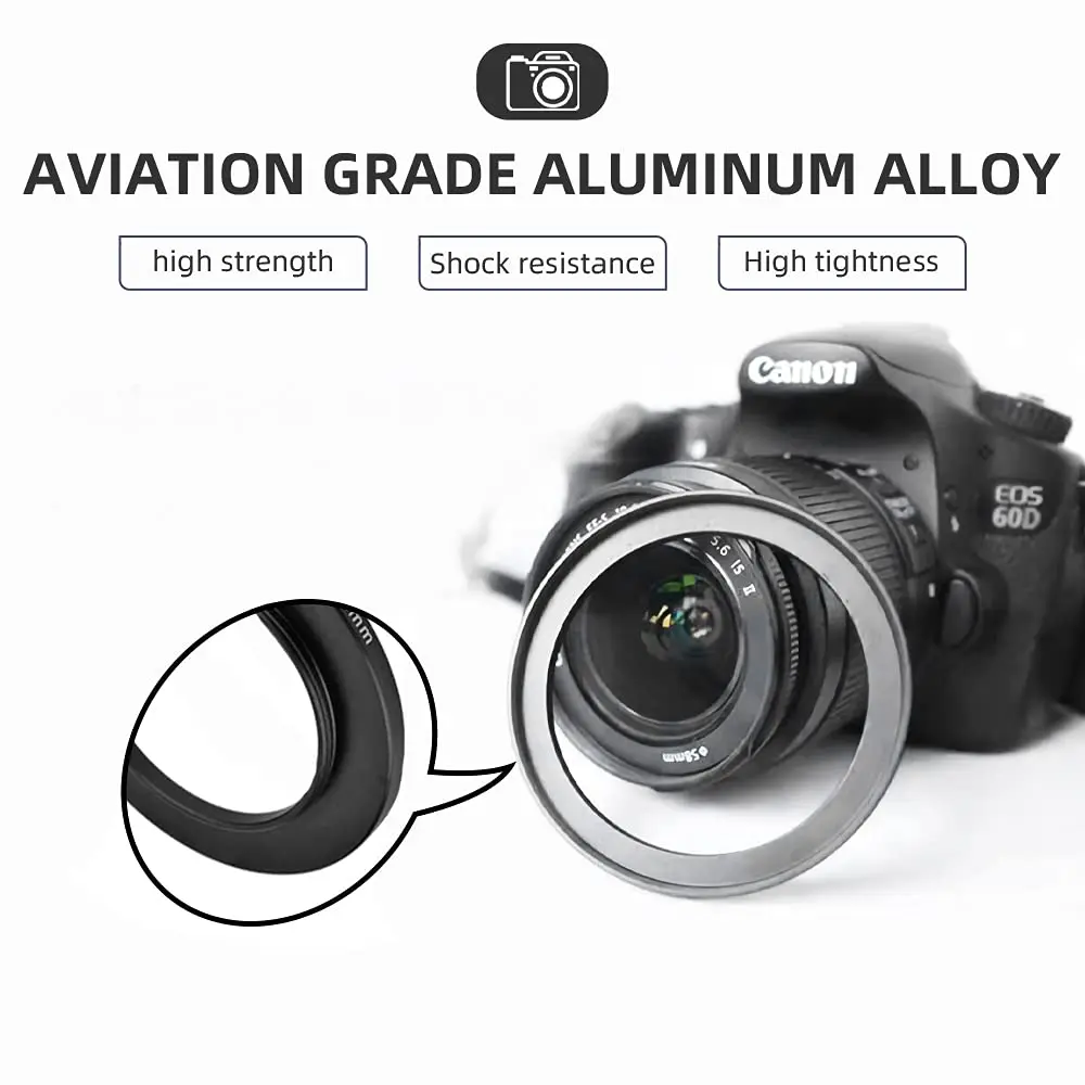 67 mm lens naar 55 mm cameralensadapter, 67 mm-55 mm filter step-down ring, compatibel met alle 55 mm filteraccessoires. Gemaakt van CNC-gefreesd