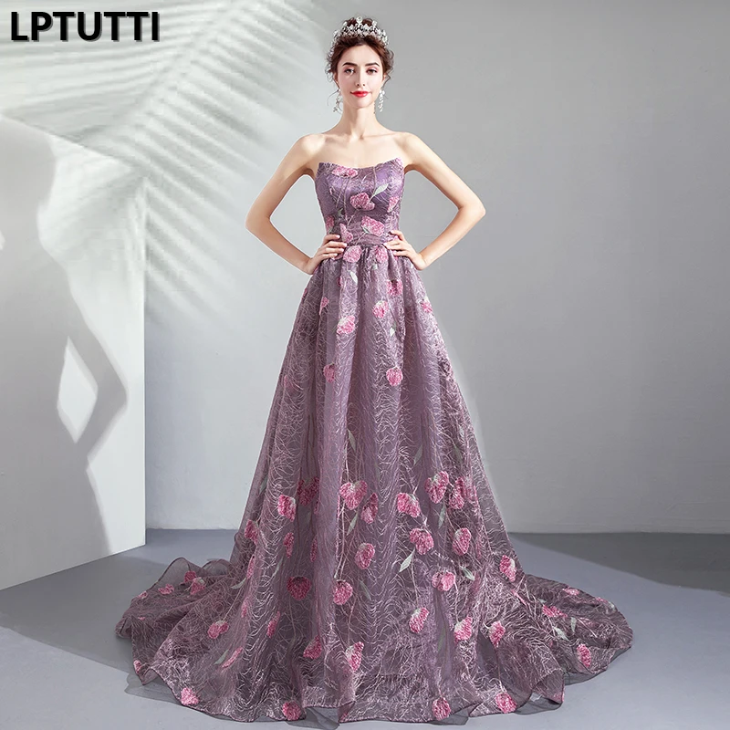 

LPTUTTI Embroidery New For Women Elegant Date Ceremony Party Prom Gown Formal Gala Events Luxury Long Evening Dress