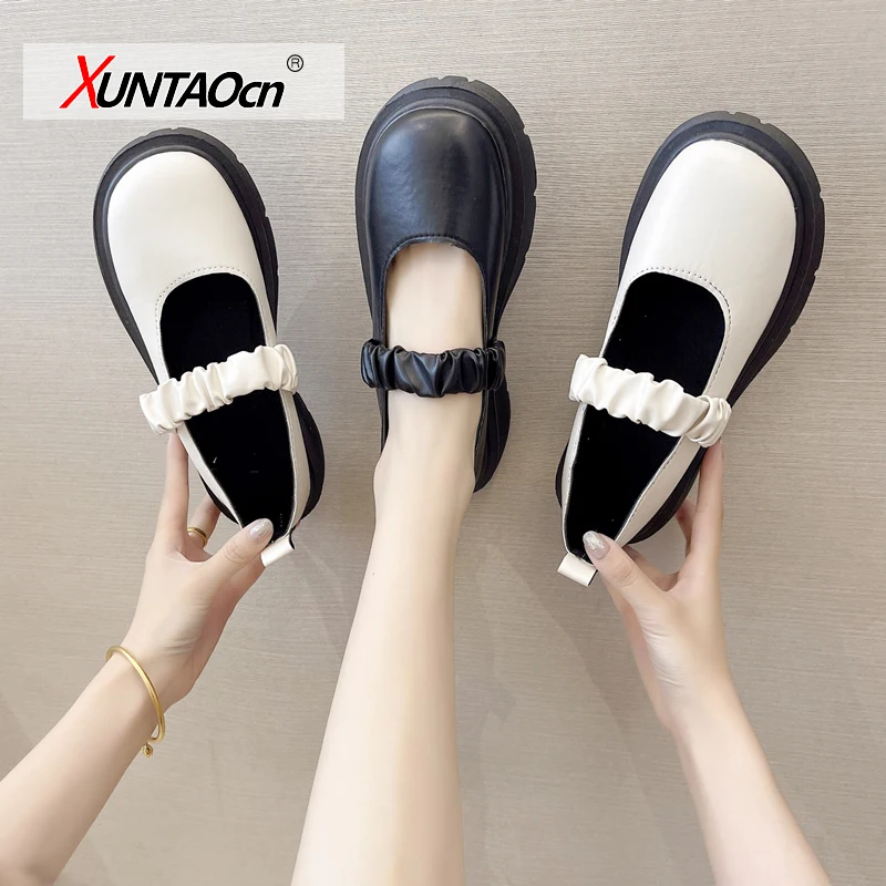 Chunky Demonia Wedges Shoes Gothic Patent Leather Round Toe Platform Lolita Mary Jane Flats Women 2021 Classics Fashion Loafers | Обувь