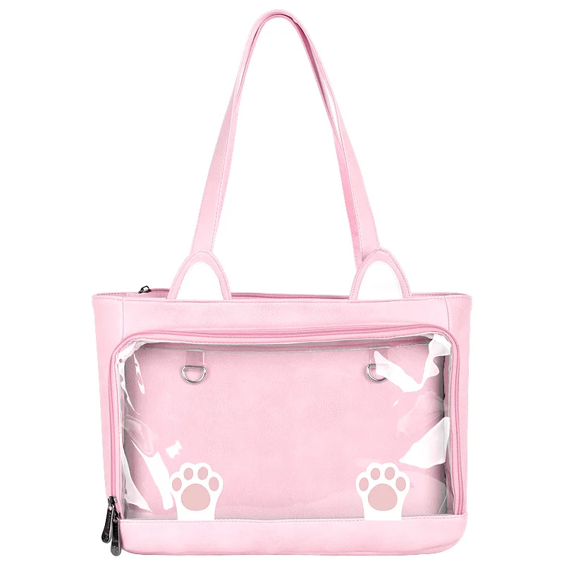 Косплей японский PU милый кот итабаг Лолита прозрачный желе четко плечо баггандбэг сумка для книг сумки-мессенджеры леди