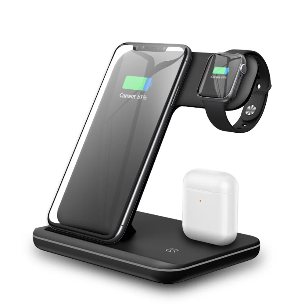 15W Black 15 Вт Qi Быстрое беспроводное зарядное устройство для iPhone X XS XR 8 для Apple Watch 4 3 2 1 Airpods Quick Charge 3,0 Беспроводная зарядная док-станция - Цвет: 15W Black