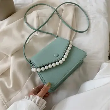 

Pearl Design PU Leather Crossbody Bags For Women 2020 New Mini Shoulder Simple Bag Female Fashion Handbags and Purses