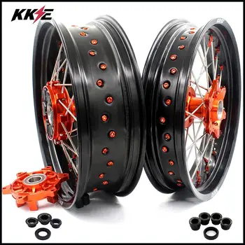 

KKE 3.5/4.25 Cush Drive Supermoto Wheels Set for KTM EXC EXC-F XCW SX SX-F XC 125-530 2003-2020 Orange Nipple