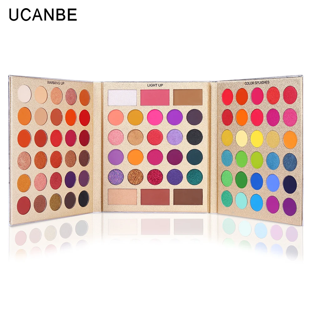 86 colors UCANBE, 86 цветов, универсальные тени для век, набор для макияжа, матовые мерцающие блестящие тени для век с хайлайтером, контурные румяна, косметика для глаз - Цвет: 86 colors