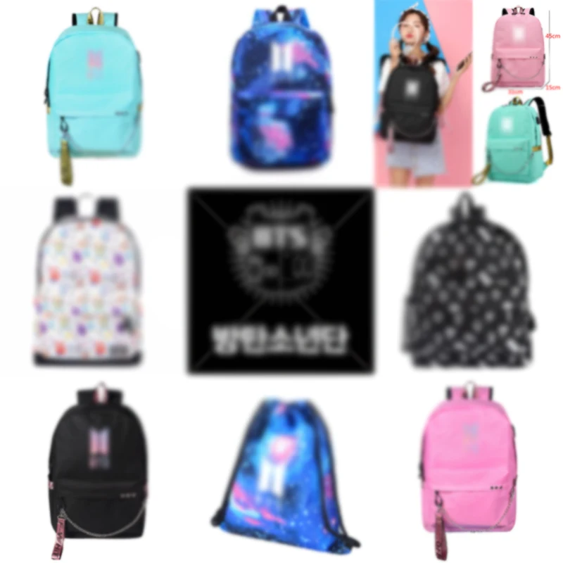 

KPOP Travel Laptop backpack for women oxford unisex softback travel backpacks kpop Cartoon printing backpack USB Headphone Port