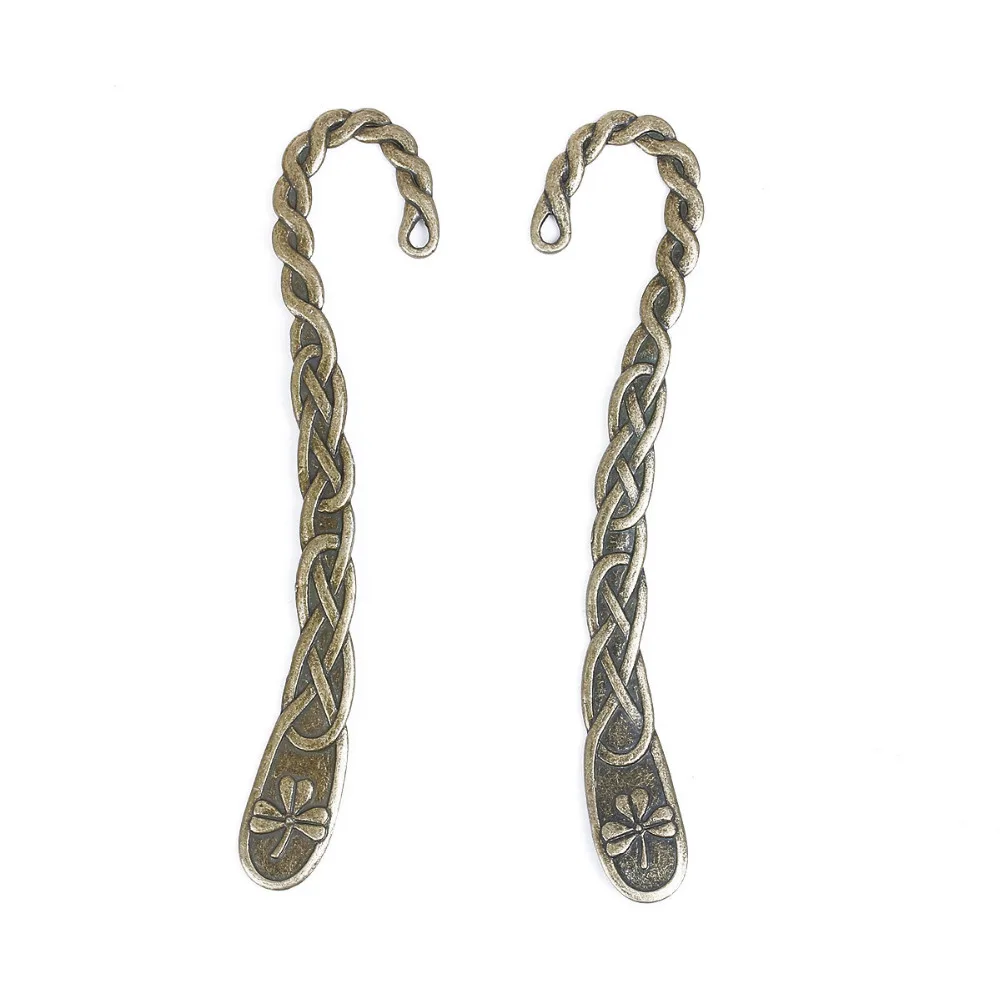 Zinc Based Alloy Bookmark S-shape Antique Bronze Flower Pattern 11.8cm(4 5/8") x 2.5cm(1"), 5 PCs