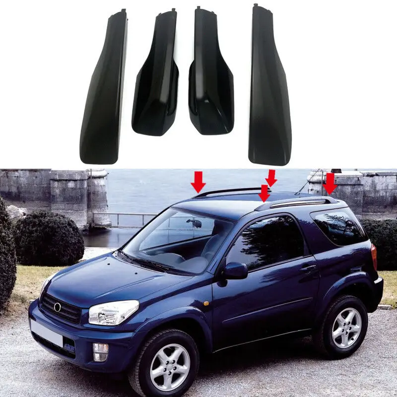 Автомобильные аксессуары для Toyota RAV4 XA20 XA30 2001-2012 Черный ABS Авто CarCar крыша багажника Крышка рельса конец оболочки замена - Название цвета: 2001-2005