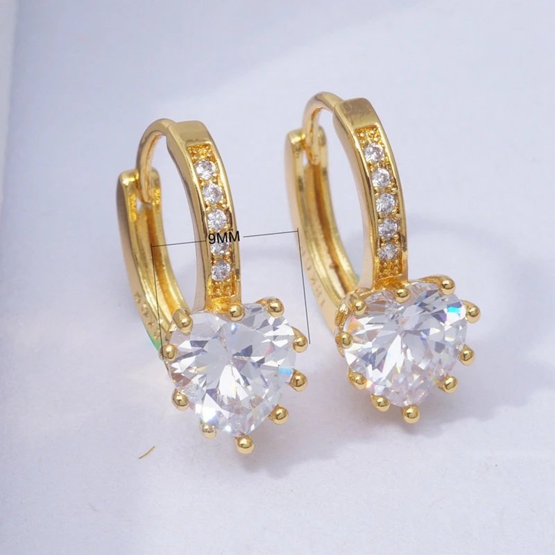 Дизайнерские серьги ААА кубического циркония, золотые серьги-кольца для женщин, круглые кольца в форме сердца, модные ювелирные изделия - Окраска металла: 0179