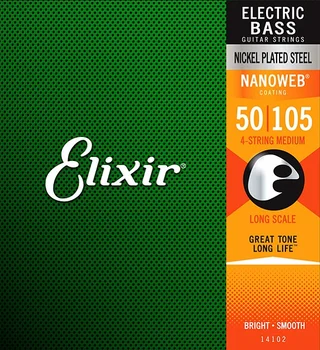 

14102 nanoweb bass guitar string kit, Nickel Plated, heavy, 50-105, Elixir