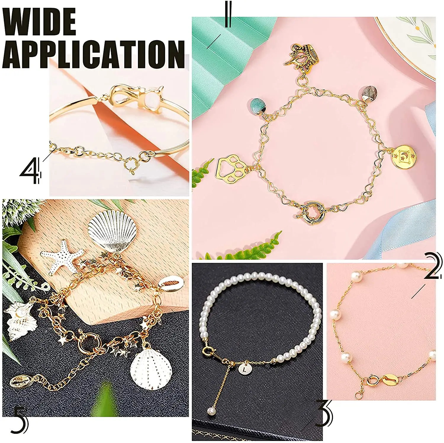 Gold Color Sailor Clasps Connector Fit Charm Bracelets End Clasps