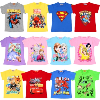 

2020 New Summer Baby Clothing Girls Boys cars T-Shirts Children SpiderMan Cotton Casual Fashion anna elsa T Shirt Kids Tops Tee
