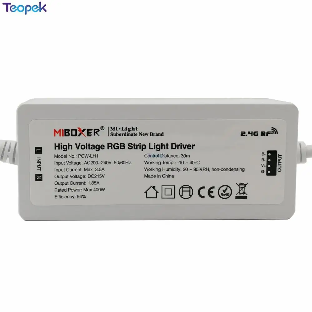 Mi. light высоковольтный RGB светодиодный контроллер POW-LH1 AC200-240V WiFi приложение Smart RGB Светодиодная лента контроллер 400 Вт Вождение 50 м Светодиодная лента