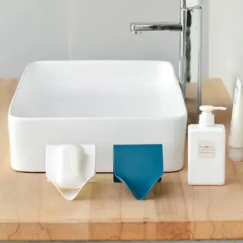 

Wall Mounted Soap Dish Drain Storage Box Plastic Self Adhesive Shape Soap Tray Holder Container Bathroom Accessories