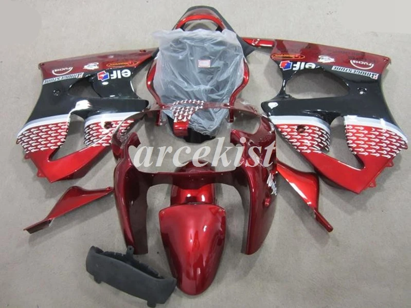 ABS мотоцикл Полный обтекатели комплект подходит для kawasaki Ninja ZX-6R 636 6R 00 02 01 2000 2001 2002 набор тела красный черный эльф