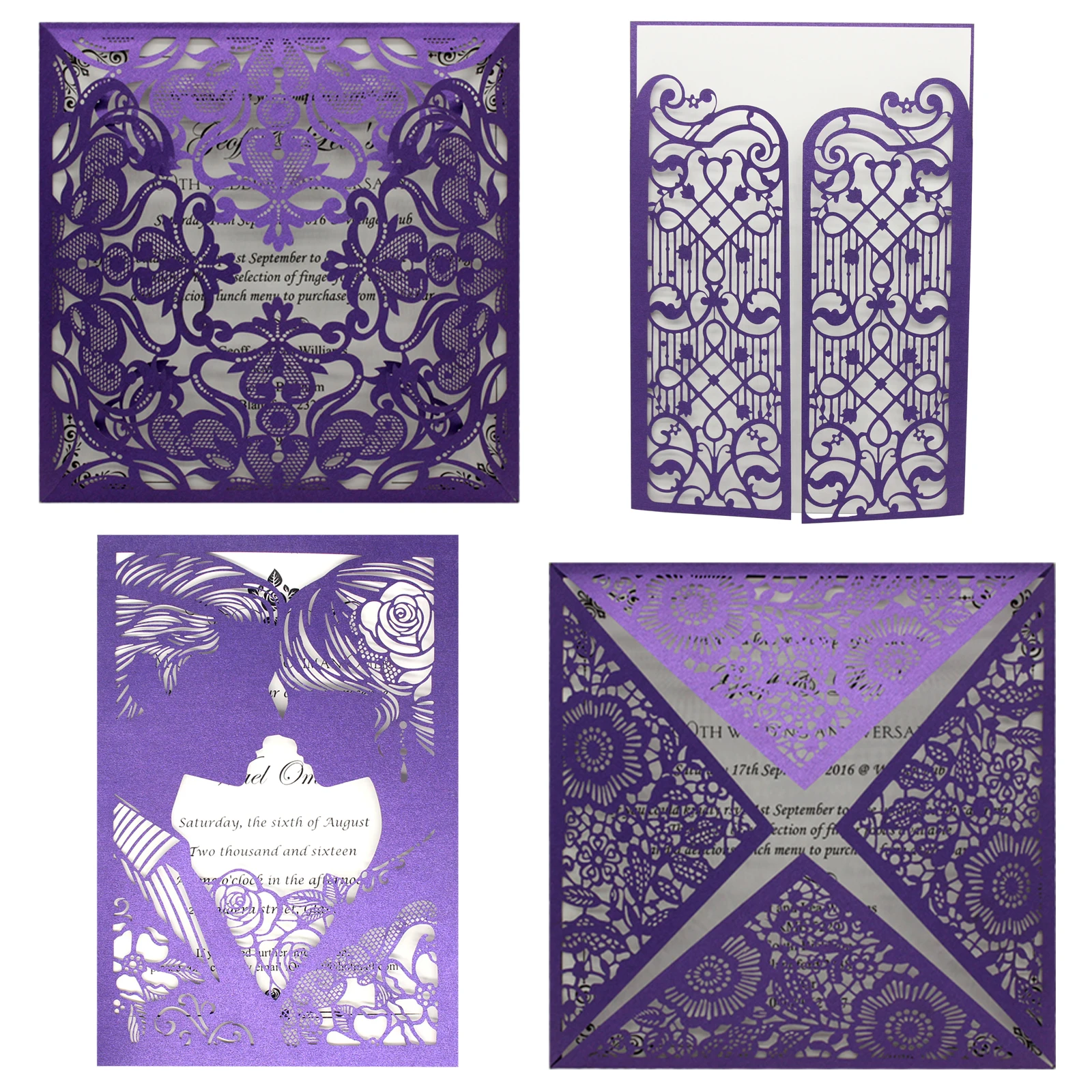 10 Kits Purple Elegant Laser Cut Wedding Invitation Cards Greeting Card  Customize Business With RSVP Cards Decor Party Supplies|Cards &  Invitations| - AliExpress