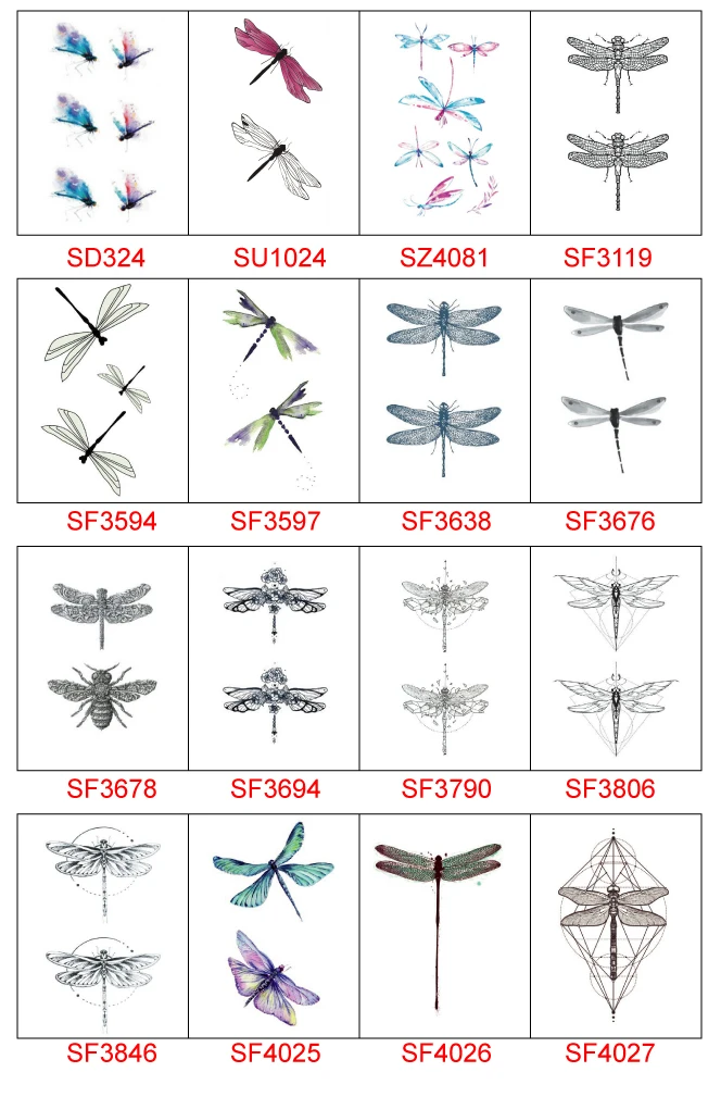 Временная татуировка стрекоза, наклейка, водостойкая, для женщин, девушек, плечо, рука, назад, рука, поддельные татуировки 10,5X6 см