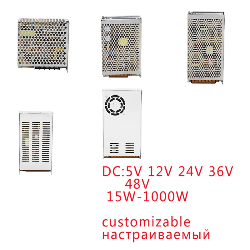 Настраиваемый источник питания YK 15 Вт-800 Вт AC DC SMPS 220 В 5 в 12 24 36 импульсный