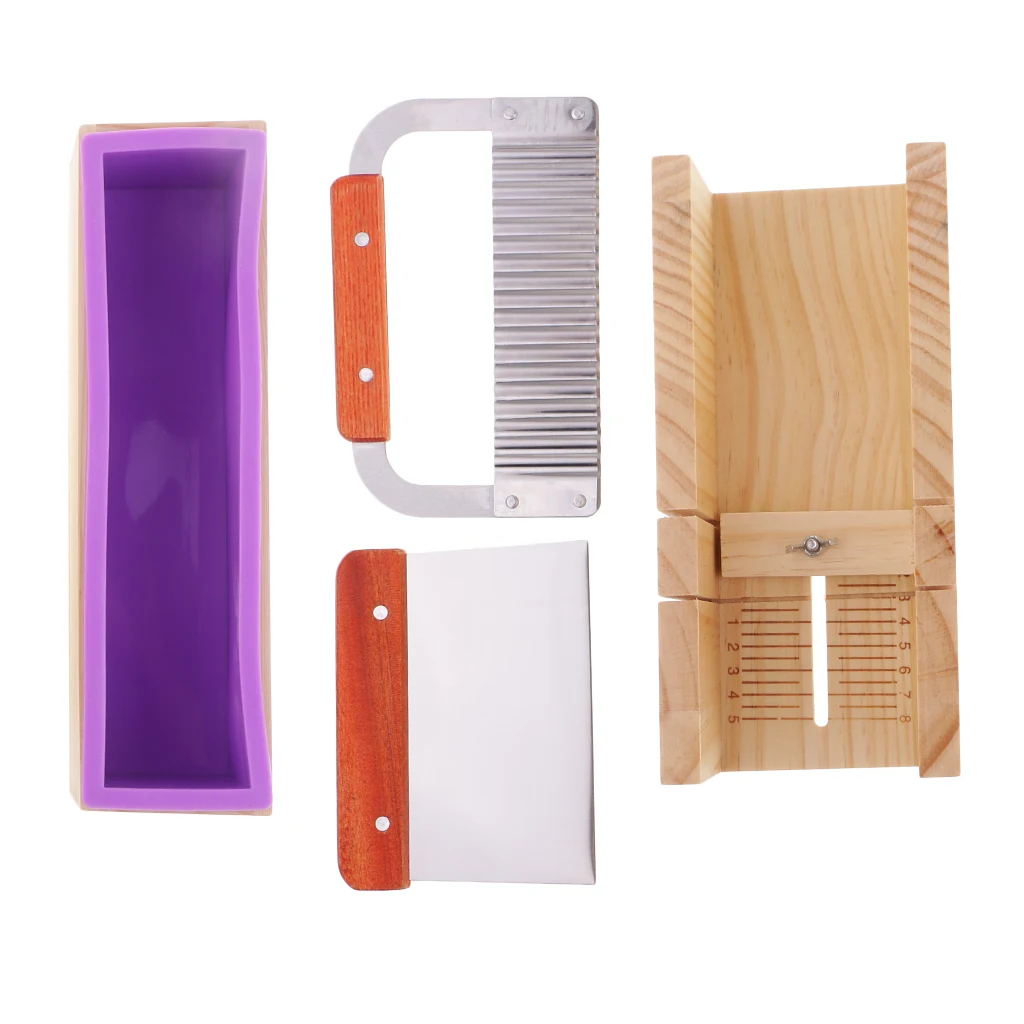 4pcs Wood Box Loaf Bread Wire Slicer Food Grade Soap Making Silicone Mould