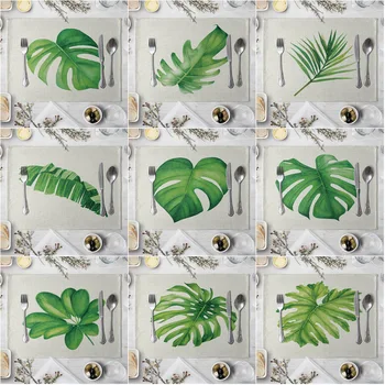 

Leaves Pattern Table Placemat European Style Dining Table Cushion Kitchen Supplies Western-style Placemat Coasters