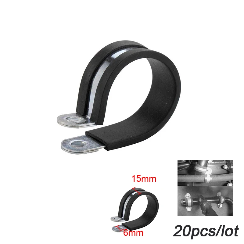20 Pcs 1.75" Stainless Steel Cable Clamp Rubber Cushioned Insulated Tube Holders 