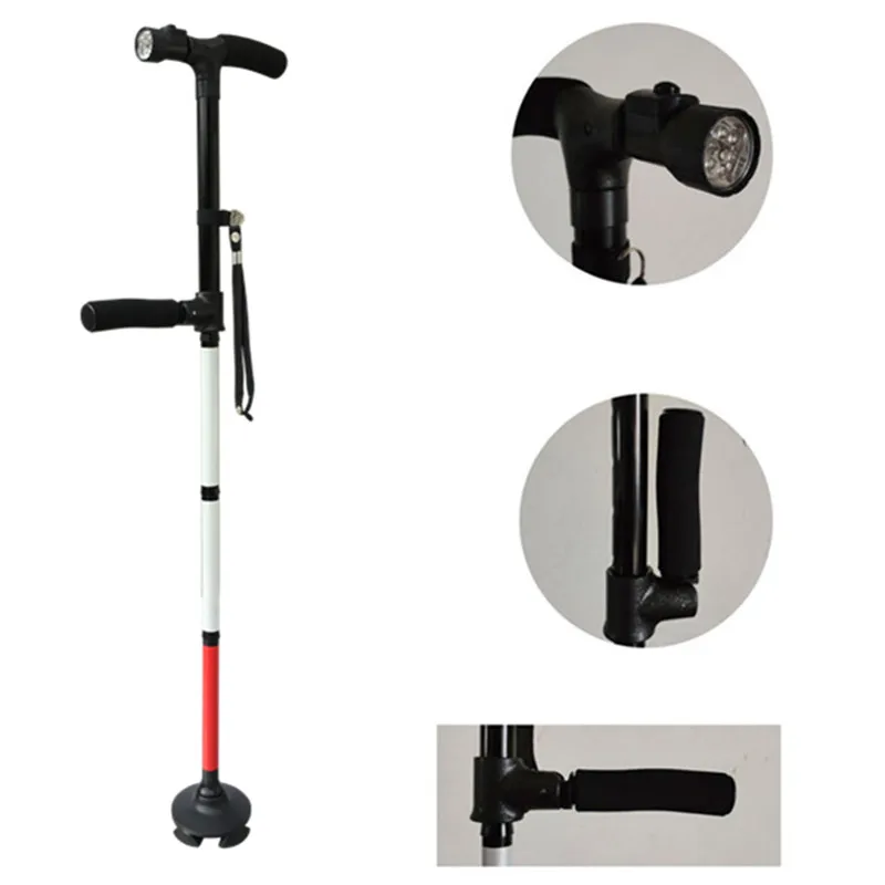 Two-Handle Walking Clver Cane with LED Light, 85cm - 97cm Adjustable Folding Walking Stick for the Blind, Seniors Disabled and E 3