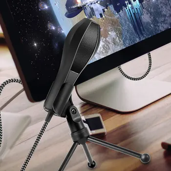 

Online Chatting For PC Laptop Recording Tripod Stand Condenser Microphone Computer USB Wired Low Noise Broadcast Black Studio