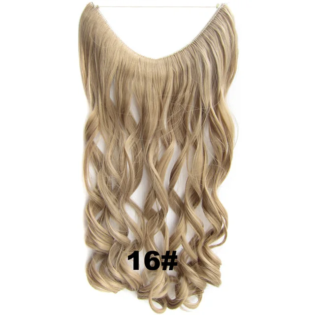 24inch 50grams 100grams Synthetic Hair Extension Gradual Color Brown Gray Blonde String Halo Hairpieces Extensions 100g-16-wavy