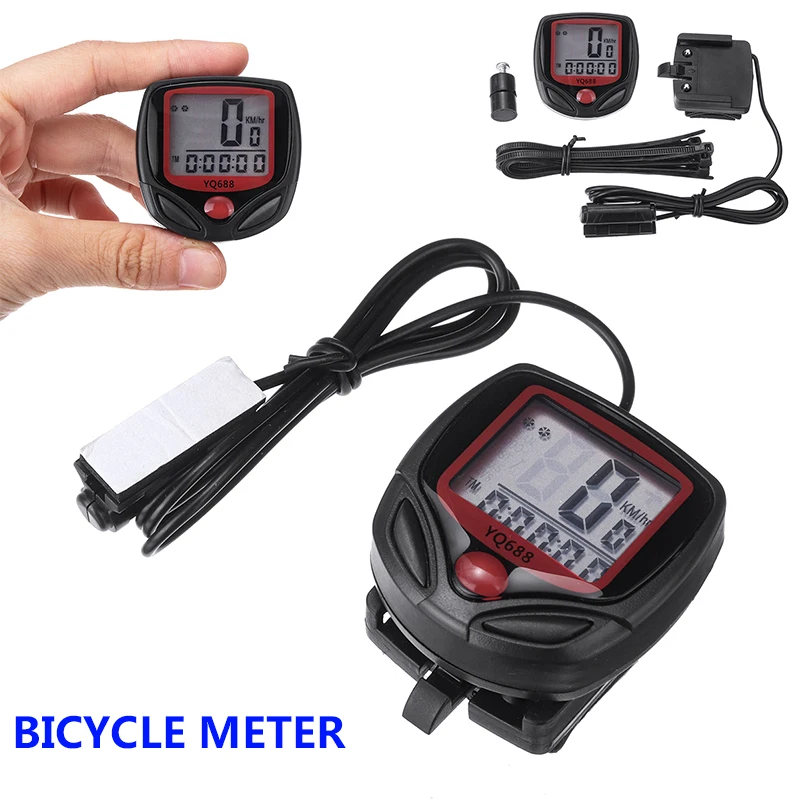 Digital LCD Bicycle Electronic Code Meter With Batteries Waterproof
