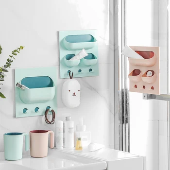 

Wall Mounted Makeup Box Holder Nail Polish PP Cosmetics Rack Jewelry Brush Storage Case Stationery Organizer for Household