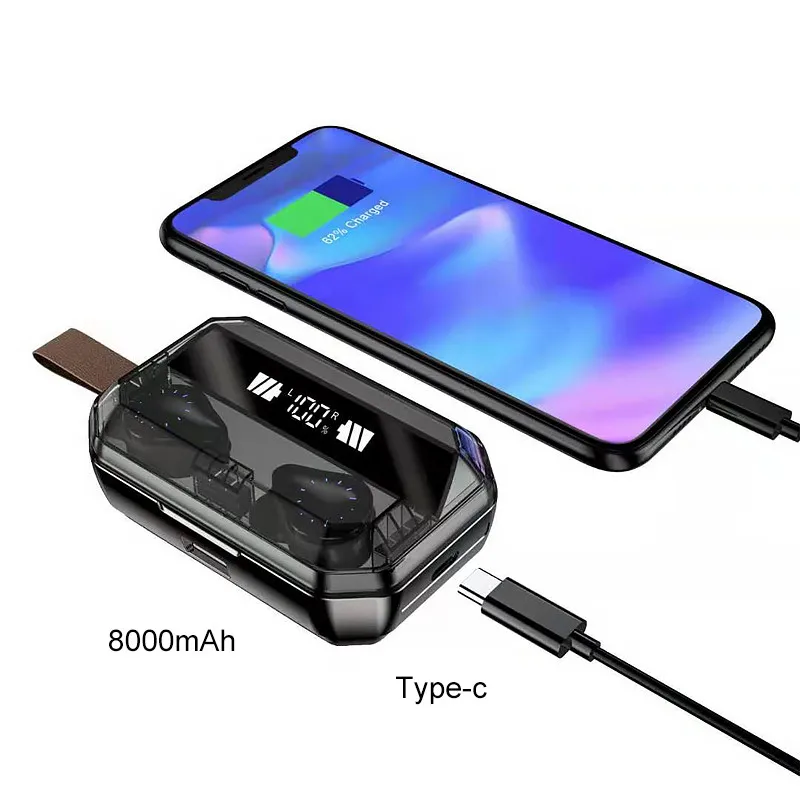 New technology Touch Control TWS Bluetooth Earphones 5.0 Wireless Earbuds 9D Stereo Headset With Charger Box 8000 mAh Power Bank