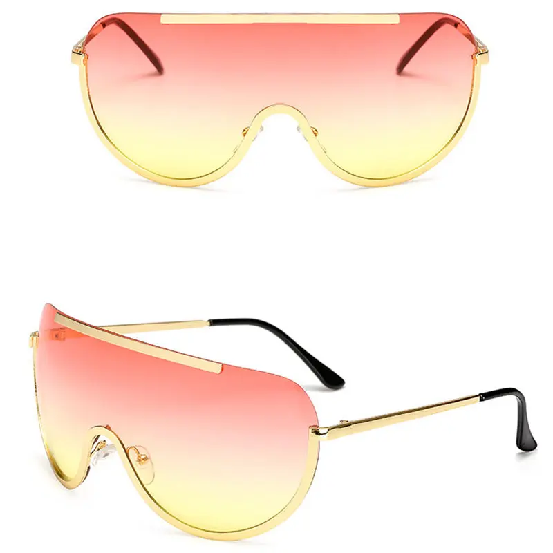 RBRARE Siamese Alloy Sunglasses Women Classic Round Sun Glasses Metal Candy Colors Outdoor Oculos De Sol Feminino UV400 - Цвет линз: Pink Yellow