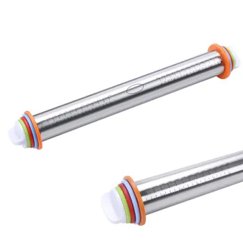 

17 Inch Adjustable Stainless Rolling Pin with Detachable Ring Dough Roller for Baking Cookie Pastry Pie Pizza Kitchen Tool