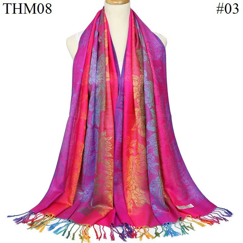 Осенний жаккардовый хлопковый шарф женская известная стильная шаль для путешествий обертывания женский бахрома хлопок хиджаб палантины теплые шарфы - Цвет: 8