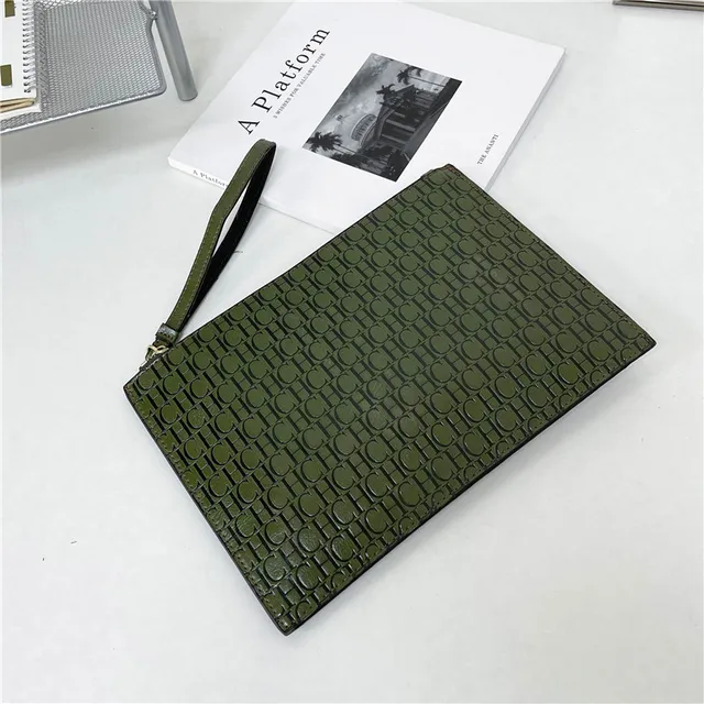 2021 New Luxury Brand CH Clutch Unisex High-quality CH Letter Pattern Clutch luxury envelope leather business clutch purse Two green
