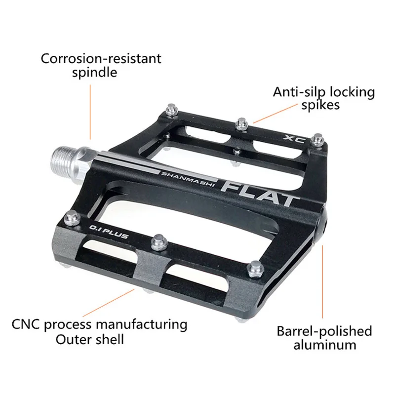 2Pcs MTB Bicycle Pedals Large Widen Aluminum Alloy Bearings Anti-slip Spikes Mountain Bike Pedal Outdoor Cycling Accessories Kit