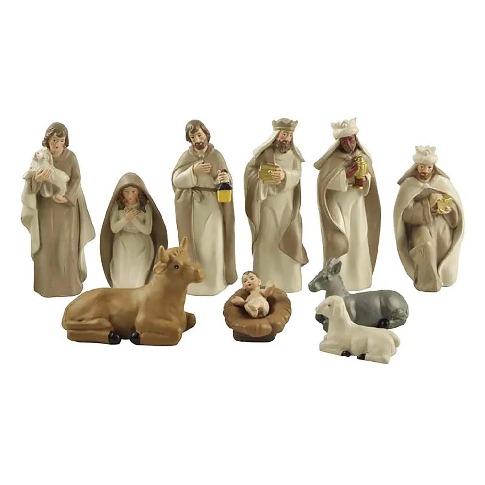 F Fityle Nativity Set 5cm Resin Stone 11 Figurines Catholic Gift Holy Family Christmas Decoration Nativity Scene