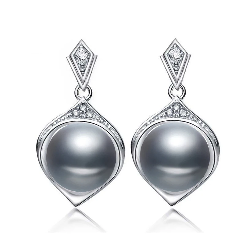 grey pearl earring Настоящий природный жемчуг серьги для женщин, белые винтажные 925 серебряные серьги с жемчугом Birthda Gifty Brinco - Цвет камня: grey pearl earring
