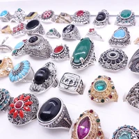 MixMax 50pcs/box Womens Rings Vintage Jewelry Mix Styles Party Favor Gifts Wholesale Lot with a Display Box Gold Silver Plated 2