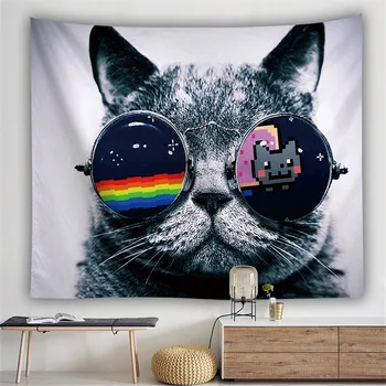 

Cute Expression Cat Beautiful Mandala Tapestry Wall Hanging Beach Towel Home Decor Tapestries Living Room Bedroom Couch Blanket