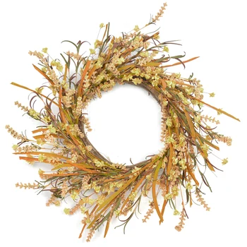 

20in Fall Wreath Front Door Wreath Grain Wreath Harvest Gold Wheats Ears Circle Garland Autumn Wreath for Front Door P7Ding