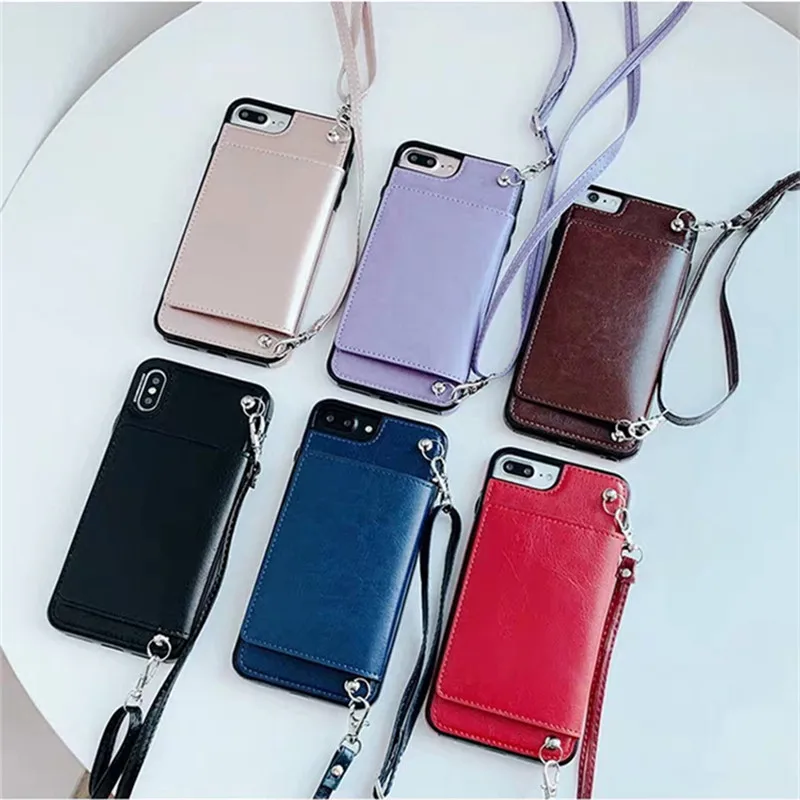 wallet strap case For iPhone 11 Pro MAX XR X 7 8 plus xs max 6 6s plus case cover pu leather card shoulder lanyard phone bag wallet strap case For iPhone 11 Pro MAX XR X 7 8 plus xs max 6 6s plus case cover pu leather card shoulder lanyard phone bag