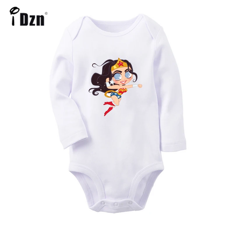ifBabyW4025C Милый чудо-женщина, Диана, принц, Рождественский олень, боди для новорожденных, комбинезон с длинными рукавами для малышей, комбинезон, подарок - Цвет: ifBabyW4025C
